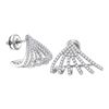 Image 1 : 5/8 CTW Womens Round Diamond Half J Hoop Cuff Earrings 10kt White Gold - REF-54V5Y