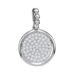 1/6 CTW Womens Round Diamond Cluster Circle Pendant 10kt White Gold - REF-13X5T