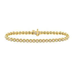 2 CTW Womens Round Diamond Tennis Bracelet 14kt Yellow Gold - REF-170V5Y