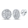 Image 1 : 1/3 CTW Mens Baguette Diamond Circle Cluster Earrings 10kt White Gold - REF-30R7X