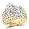 Image 1 : 1 & 3/4 CTW Round Diamond 2-Stone Bridal Wedding Ring 14kt Yellow Gold - REF-186N7A