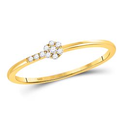 1/20 CTW Womens Round Diamond Flower Stackable Band Ring 10kt Yellow Gold - REF-13R2X