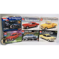 6 PLASTIC CAR MODEL KITS