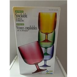 NEW IN BOX 8PC STACKABLE ACRYLIC TUMBLERS