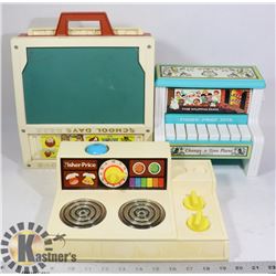 LOT OF FISHER PRICE TOYS:  VINTAGE STOVETOP,