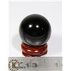 Image 1 : #80-BLACK OBSIDIAN SPHERE BALL + STAND 30mm