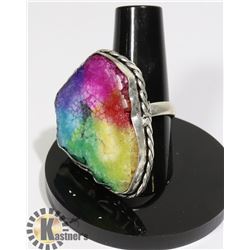 #88-RAINBOW SOLAR QUARTZ RING SIZE 9.5