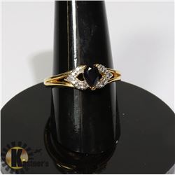 #195-BLUE SAPPHIRE + CZ RING SIZE 7
