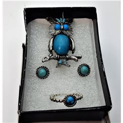 17)  SET OF SILVER TONE AND TURQUOISE