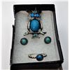 Image 1 : 17)  SET OF SILVER TONE AND TURQUOISE