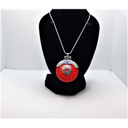 18)  TIBETAN SILVER AND RED TURQUOISE