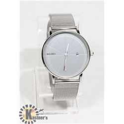 NEW MEIBO SILVER TONE UNISEX WATCH W/ MESH BAND