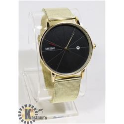 NEW MEIBO GOLD TONE UNISEX WATCH W/ MESH BAND