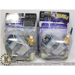 LOT OF 2 BACK TO THE FUTURE DELOREANS W MARTY