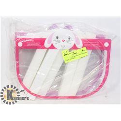 LOT OF 5 CHILDRENS FACE SHIELDS- 4-PINK+1-WHITE