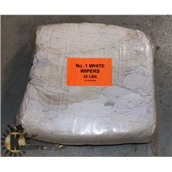 25LB BAG OF WHITE WIPERS (RAGS)