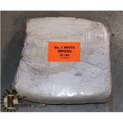 25LB BAG OF WHITE WIPERS (RAGS)