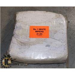 25LB BAG OF WHITE WIPERS (RAGS)