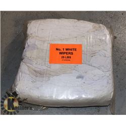 25LB BAG OF WHITE WIPERS (RAGS)