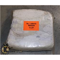 25LB BAG OF WHITE WIPERS (RAGS)