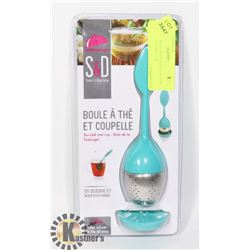 NEW TEA BALL WITH SAUCER FOR STEEPING LOOSE TEA