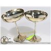 Image 1 : PAIR OF SILVER PLATE LONG STEM GOBLETS