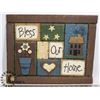 Image 1 : FOLK ART BLESS OUR HOME,HANDMADE .WOOD 17X131/2
