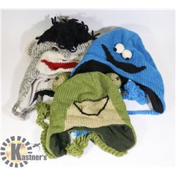 LOT OF 3 ANIMAL FACE TOQUES