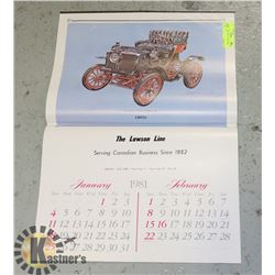 24" X 16" 1981 EARLY YEARS CAR CALENDAR