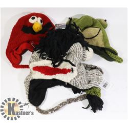 LOT OF 3 ANIMAL FACE TOQUES