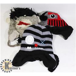 LOT OF 3 ANIMAL FACE TOQUES