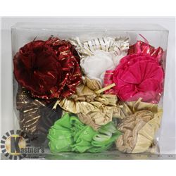 CLEAR BOX OF DECORATIVE HAIR CLIPS