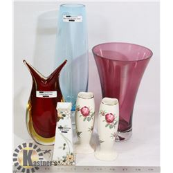 FLAT OF ART GLASS VASES