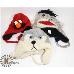 LOT OF 3 ANIMAL FACE TOQUES