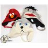Image 1 : LOT OF 3 ANIMAL FACE TOQUES