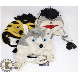 LOT OF 3 ANIMAL FACE TOQUES