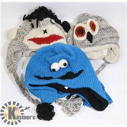 LOT OF 3 ANIMAL FACE TOQUES