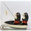 Image 1 : FOLK ART - TWO DOGS FISHING IN BOAT