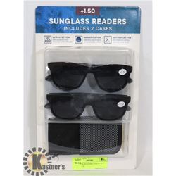 SUNGLASS READERS 2 PACK W/ 2 CASES +1.50