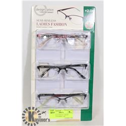 LDS DESIGN OPTICS F. GRANT READING GLASSES +2.00