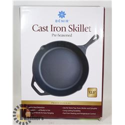 NEW PROFESSIONAL 12.5" PRE-SEASONED CAST IRON