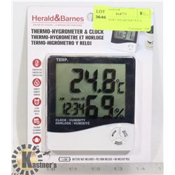 NEW THERMO- HYGROMETER & CLOCK