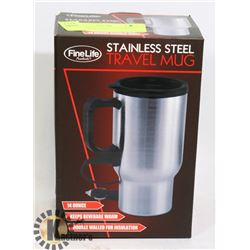 NEW HEATED  14-OZ STAINLESS STEEL TRAVEL MUG