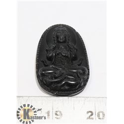 #203-BLACK OBSIDIAN PENDANT BUDDHIST