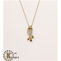 #138-RUBY/SAPPHIRE/EMERALD & CZ PENDANT + NECKLACE