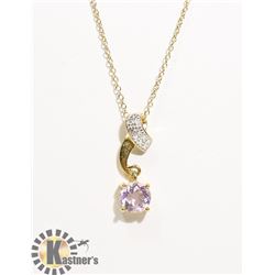 #129-AMETHYST & CZ PENDANT & NECKLACE