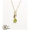Image 1 : #124-GREEN PERIDOT & CZ PENDANT & NECKLACE