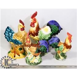 CERAMIC HENS AND ROOSTERS LOT.