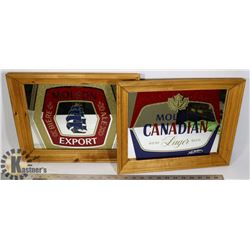 2 MOLSON BEER MIRRORS WALL ADVERTISING.