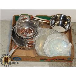 FLAT OF NEW POTS AND PANS